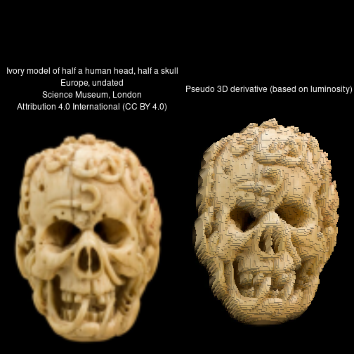 Pseudo 3D image of an ivory skull