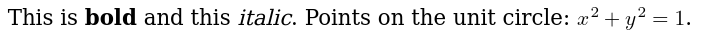 HTML/MathML generated with ttm from LaTeX code with bold face, italics, and math mode.