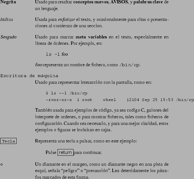 \begin{dispitems}
\ditem {{\bf Negrita}} Usado para resaltar {\bf conceptos nuev...
...n''. Lea detenidamente los
prrafos marcados de esta forma.
\par\end{dispitems}