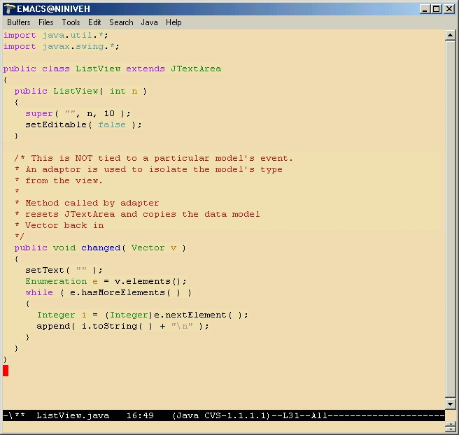 Edicin usando emacs del estndar de codificacin
		  