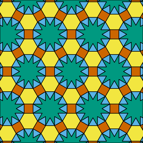 Using several patterns to create a rhombitrihexgonal tiling variation