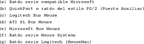 \begin{tscreen}
0 /dev/ttyS0 (o COM1: en DOS) \\
1 /dev/ttyS1 (o COM2: en DOS) ...
... /dev/ttyS2 (o COM3: en DOS) \\
3 /dev/ttyS3 (o COM4: en DOS) \\
\end{tscreen}