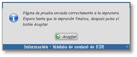 Prueba enviada a la impresora