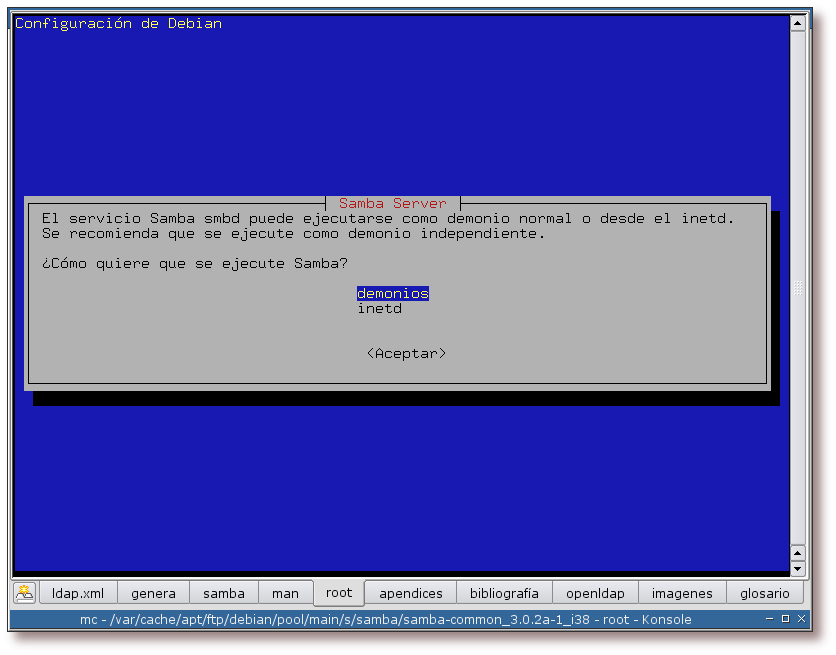 ¿Cómo ejecutar Samba (demonios/inetd)?