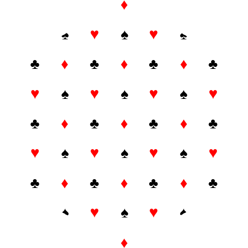 The 'text' pattern with playing card suits